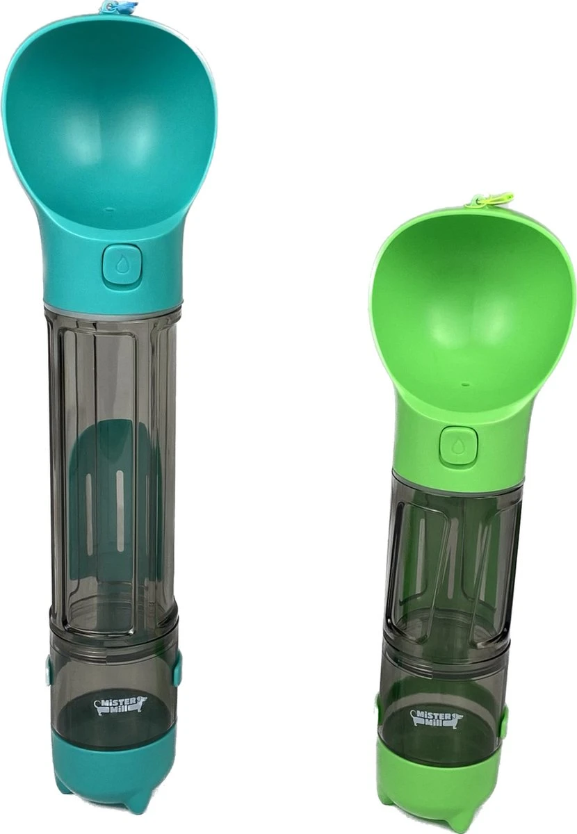 Mister Mill Drinkfles Hond - Honden Bidon - Waterfles - 500ML + 50ML Voeropslag + Poepzakjes Container 2 Mister Mill Drinkfles Hond - Honden Bidon - Waterfles - 500ML + 50ML Voeropslag + Poepzakjes Container - Afbeelding 2