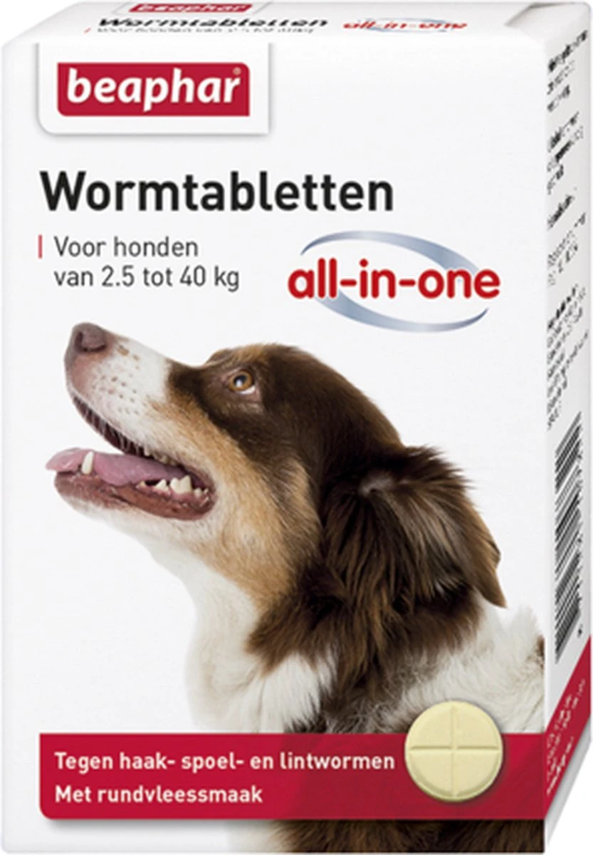 Beaphar All In One Ontwormingsmiddel - Hond 2.5-40 Kg - 4 Tabletten 6 Beaphar All In One Ontwormingsmiddel - Hond 2.5-40 Kg - 4 Tabletten - Afbeelding 6