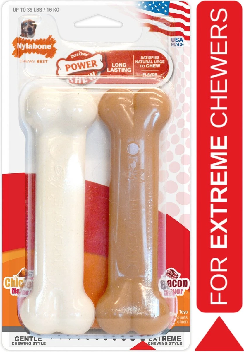 Nylabone Dura Chew Twin Pack Bacon & Chicken Bone Wolf 3 Nylabone Dura Chew Twin Pack Bacon & Chicken Bone Wolf - Afbeelding 3