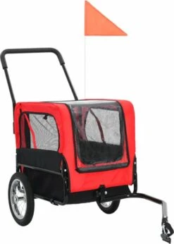 VidaXL Huisdierenfietskar 2-in-1 Aanhanger En Loopwagen Rood En Zwart -Huisdierbenodigdheden 856x1200 5