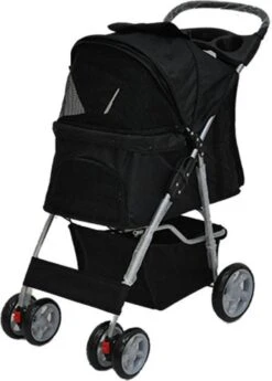 Hondenbuggy Zwart 4-wieler - Huisdieren Wandelwagen Inklapbaar - Dogs&Co