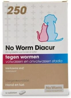No Worm Diacur 500 Ontworming Hond En Kat 10 Tabletten -Huisdierbenodigdheden 874x1200