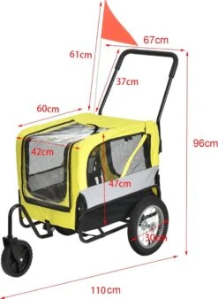 Pro-Tec Fietskar Fietsaanhanger Tot 20 Kg En Buggyfunctie Geel Zwart -Huisdierbenodigdheden 876x1200 2