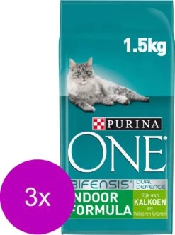 Purina One Indoor Formula Kalkoen - Kattenvoer - 3 X 1.5 Kg -Huisdierbenodigdheden 893x1200 5