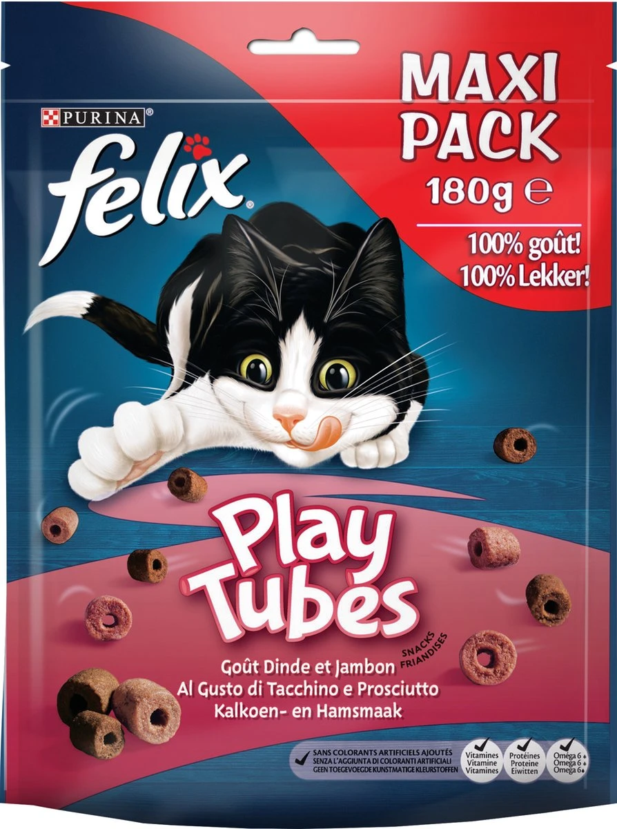 Felix PlayTubes - Kattensnacks Kalkoen & Ham - 5 X 180g 3 Felix PlayTubes - Kattensnacks Kalkoen & Ham - 5 X 180g - Afbeelding 3
