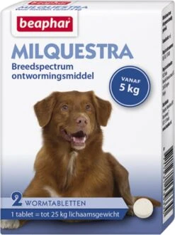 Beaphar Milquestra Ontworming Tabletten Hond 5-50kg 2 Tabletten -Huisdierbenodigdheden 898x1200 1