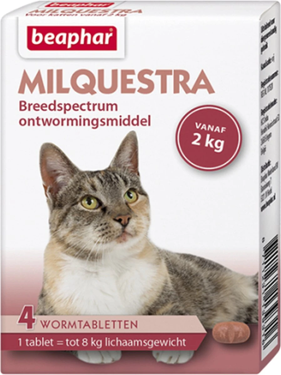Beaphar Milquestra Ontworming Tabletten Kat 2 - 12 Kg 4 Tabletten 11 Beaphar Milquestra Ontworming Tabletten Kat 2 - 12 Kg 4 Tabletten - Afbeelding 11