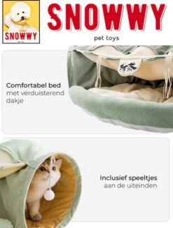 SNOWWY - Kattentunnel Met Kattenmand In één - Origineel En Uniek Design - Kattenhuis - Kattenhuis - Kat Kussen - Kattenbed - Matcha Groen -Huisdierbenodigdheden 910x1200 5