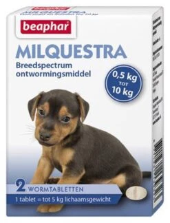 Beaphar Milquestra Kleine Hond/Puppy - Ontwormingsmiddel - 2 Tabletten -Huisdierbenodigdheden 914x1200