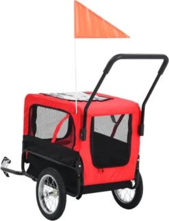 VidaXL Huisdierenfietskar 2-in-1 Aanhanger En Loopwagen Rood En Zwart -Huisdierbenodigdheden 918x1200 2