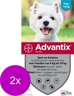 Bayer Advantix Vlooien & Teken Pipetten - Hond 4 Tot 10kg - 2 X 6 Stuks