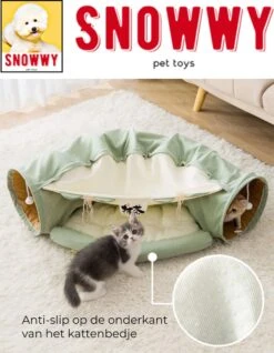 SNOWWY - Kattentunnel Met Kattenmand In één - Origineel En Uniek Design - Kattenhuis - Kattenhuis - Kat Kussen - Kattenbed - Matcha Groen -Huisdierbenodigdheden 932x1200 3