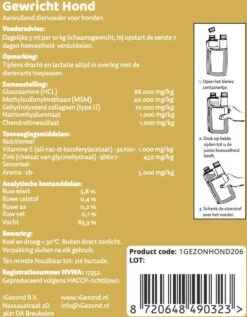 MSM En Glucosamine Gewricht Soepel Voor Honden 250 Ml -Huisdierbenodigdheden 934x1200 2