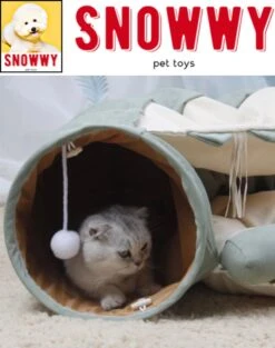 SNOWWY - Kattentunnel Met Kattenmand In één - Origineel En Uniek Design - Kattenhuis - Kattenhuis - Kat Kussen - Kattenbed - Matcha Groen -Huisdierbenodigdheden 947x1200 3