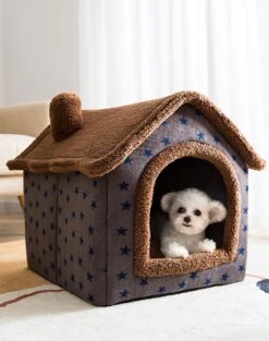 Château Animaux® Hondenhuis - Kattenhuis - 50 X 40x 46 Cm - Dierenhuis - Kattenhok - Hondentent - Hondenhuisjes Voor Binnen - Bruin -Huisdierbenodigdheden 948x1200 4