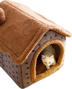Château Animaux® Hondenhuis - Kattenhuis - 50 X 40x 46 Cm - Dierenhuis - Kattenhok - Hondentent - Hondenhuisjes Voor Binnen - Bruin -Huisdierbenodigdheden 965x1200 6