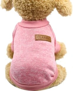 Classic Hondentrui | Trui Voor Kleine Hondjes Of Katten| Wolle Trui | Dog Or Cat Jacket | Hondenjas| Warme Trui Voor Dieren| Animal Clothes | Roze | Maat S| Extra Zachte Stof