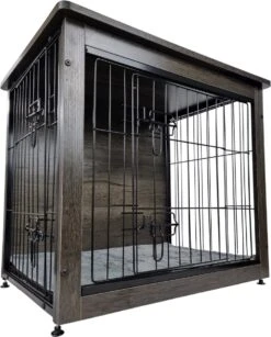 Topmast Vintage FurNiture Hondenbench - Donkergrijs - Met Benchmat - Hondenbench Hout - Bench Voor Honden - 69 X 51 X 60 Cm