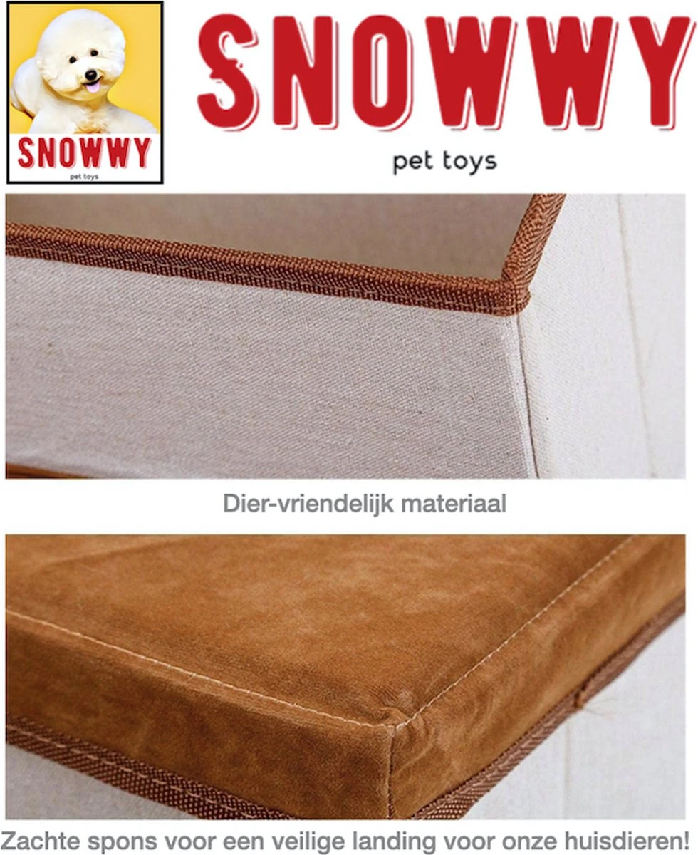 SNOWWY - Hondentrap Met Opslagruimte - Honden Loopplank Met Handige Opslagvakje - Hondenloopplanken - Inklapbaar - Huisdier Opstap - Hondentrapje - Bruin 2 SNOWWY - Hondentrap Met Opslagruimte - Honden Loopplank Met Handige Opslagvakje - Hondenloopplanken - Inklapbaar - Huisdier Opstap - Hondentrapje - Bruin - Afbeelding 2