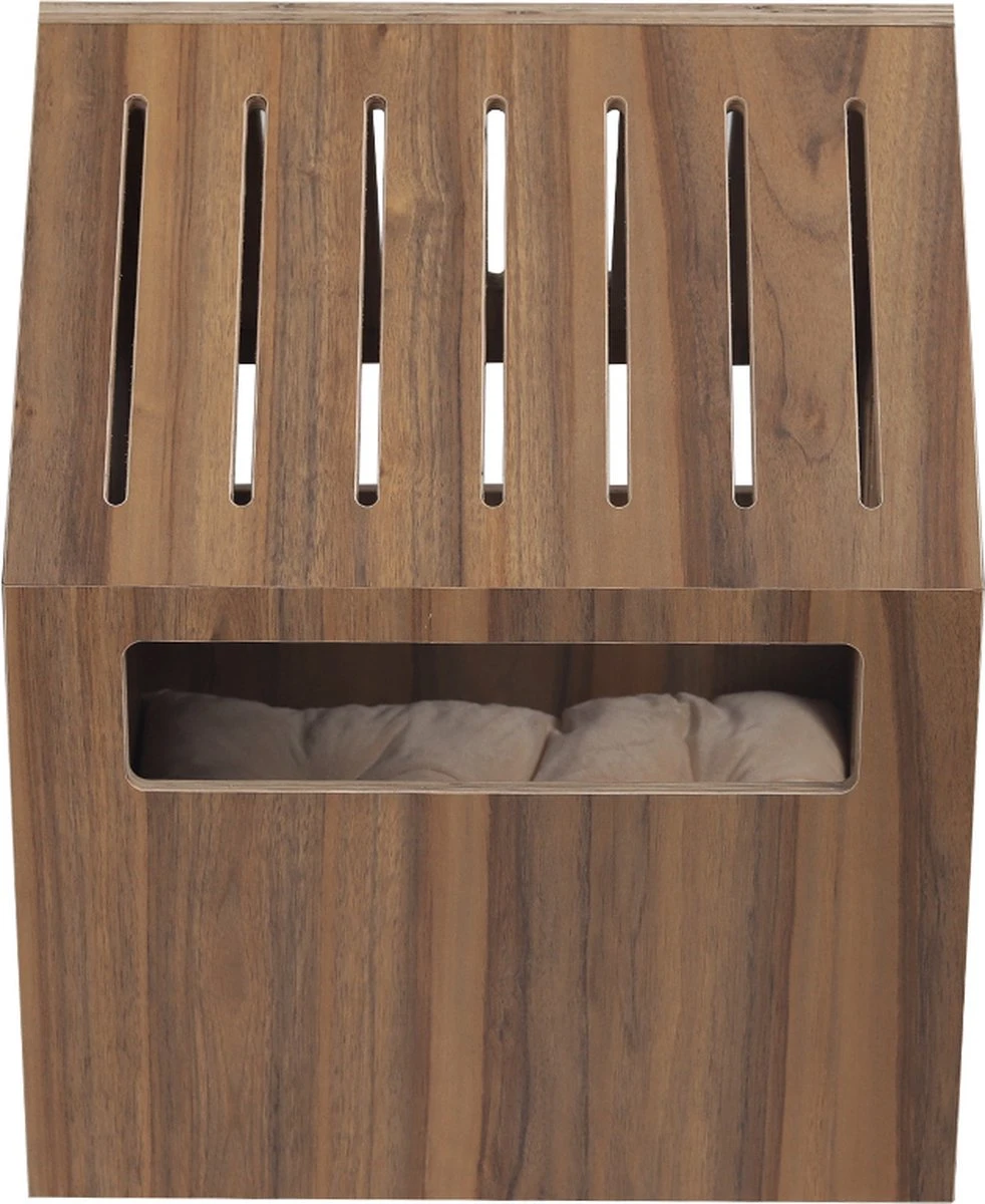 Hondenbench Van Hout - Inclusief Foam Hondenbed - M - Antraciet - 49x49x59cm 2 Hondenbench Van Hout - Inclusief Foam Hondenbed - M - Antraciet - 49x49x59cm - Afbeelding 2